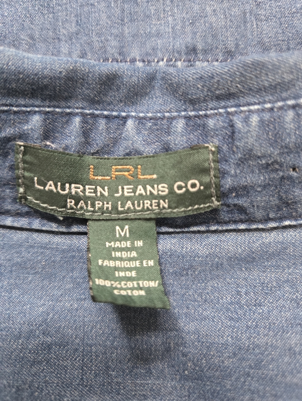 Ralph Lauren LRL Blue Denim Lightweight V Neck Tunic With Roll Cuffs. Size Med - Picture 8 of 10